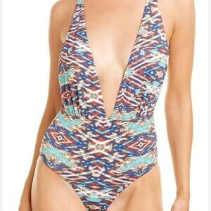 OndadeMar balsam print smocked one piece swimsuit